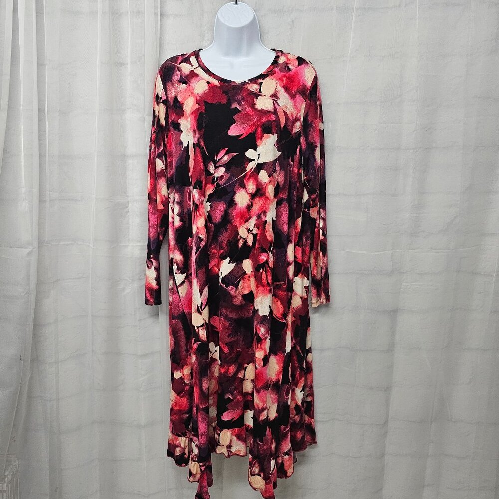Logo Lori Goldstein Dress Goth Grunge Midi Pink Black Floral Shift LP - Picture 14 of 14
